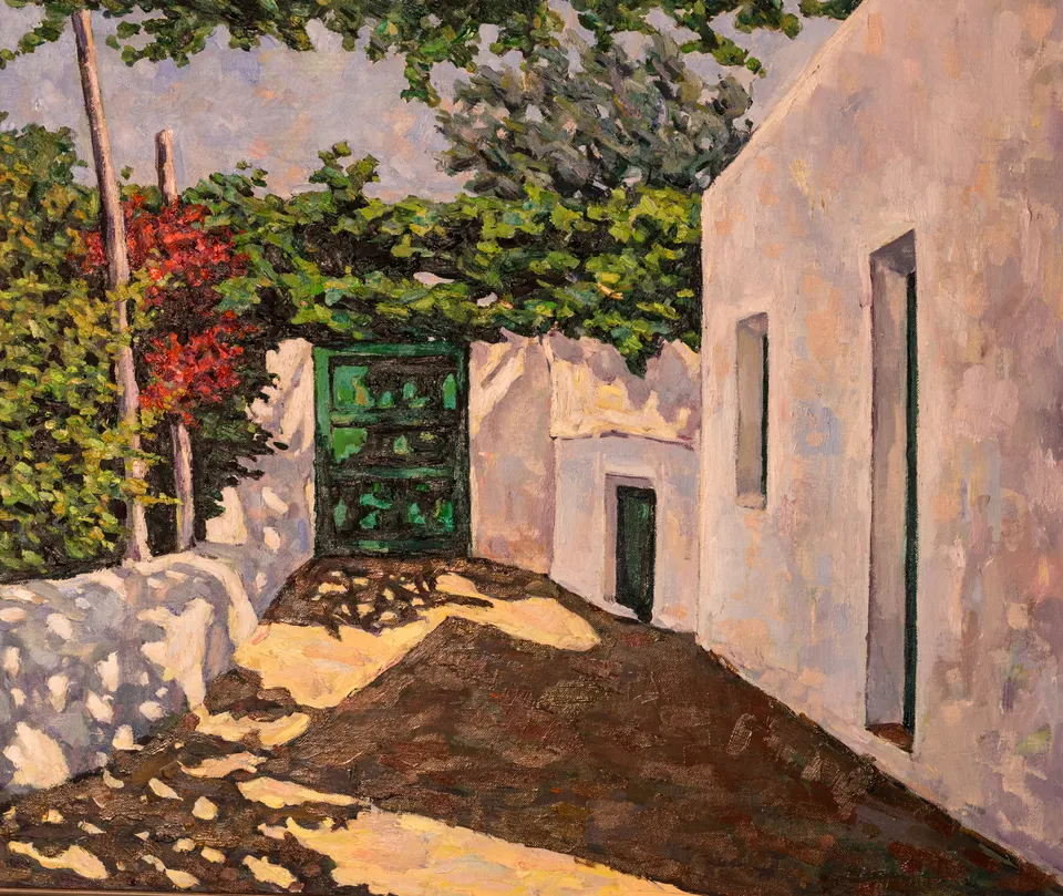 Alley with a green door