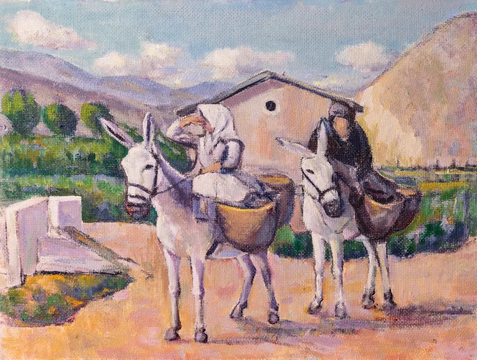 Two donkeys on the track