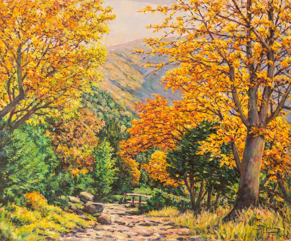 Path among golden leaves