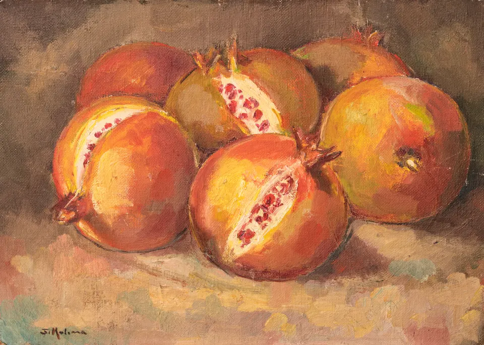 Opened pomegranates