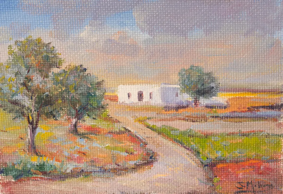 Farmhouse among olive trees