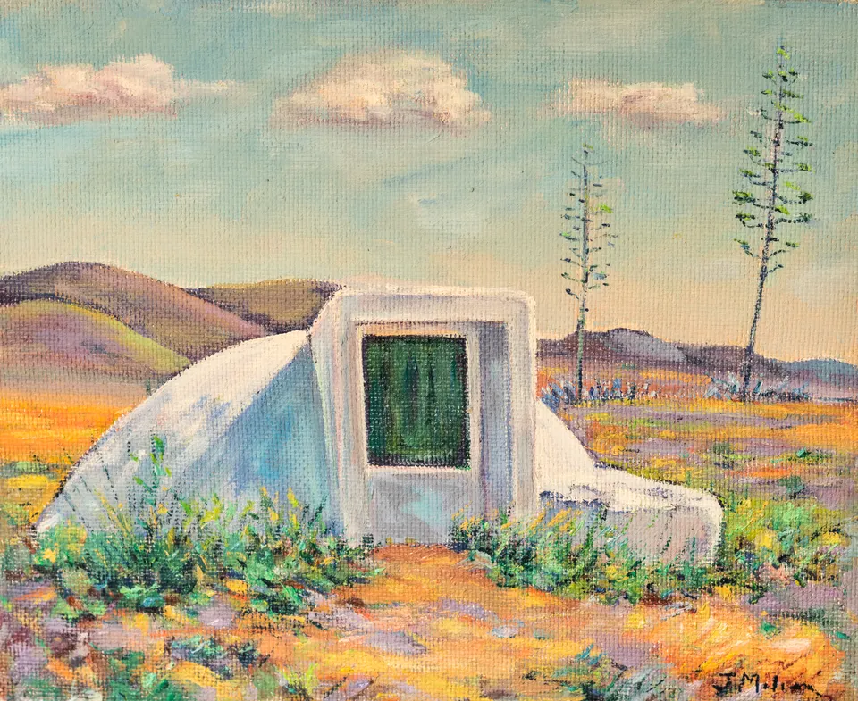 White hut in the fields