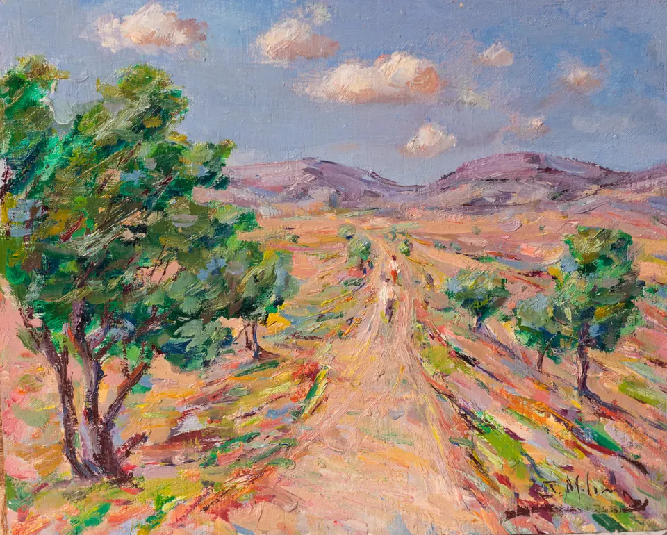 Broad track between hills
