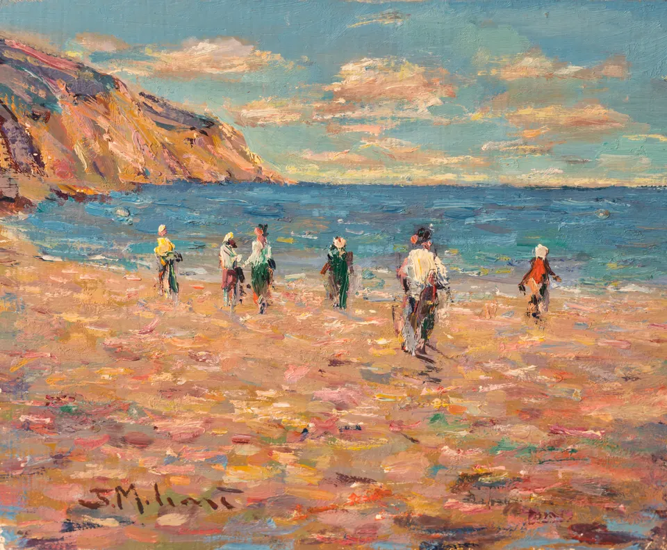 Figures along the shore