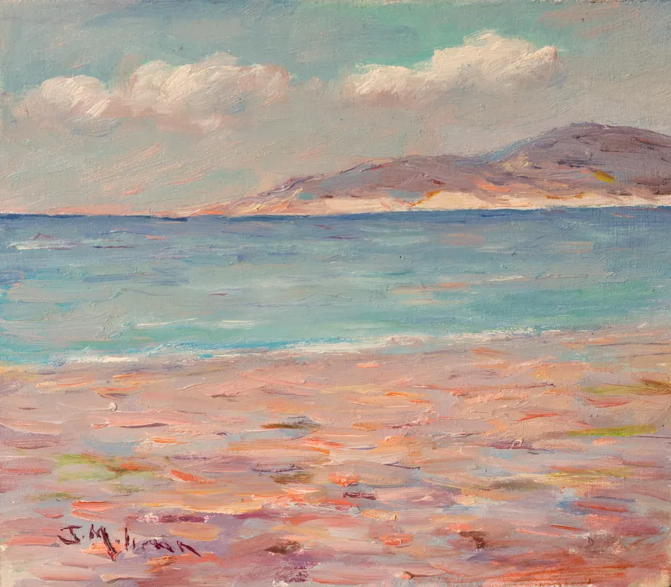 Pink sand and sea