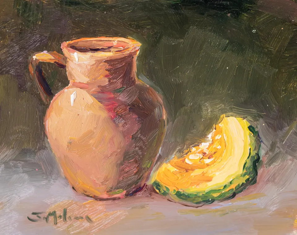 Jug and slice of melon