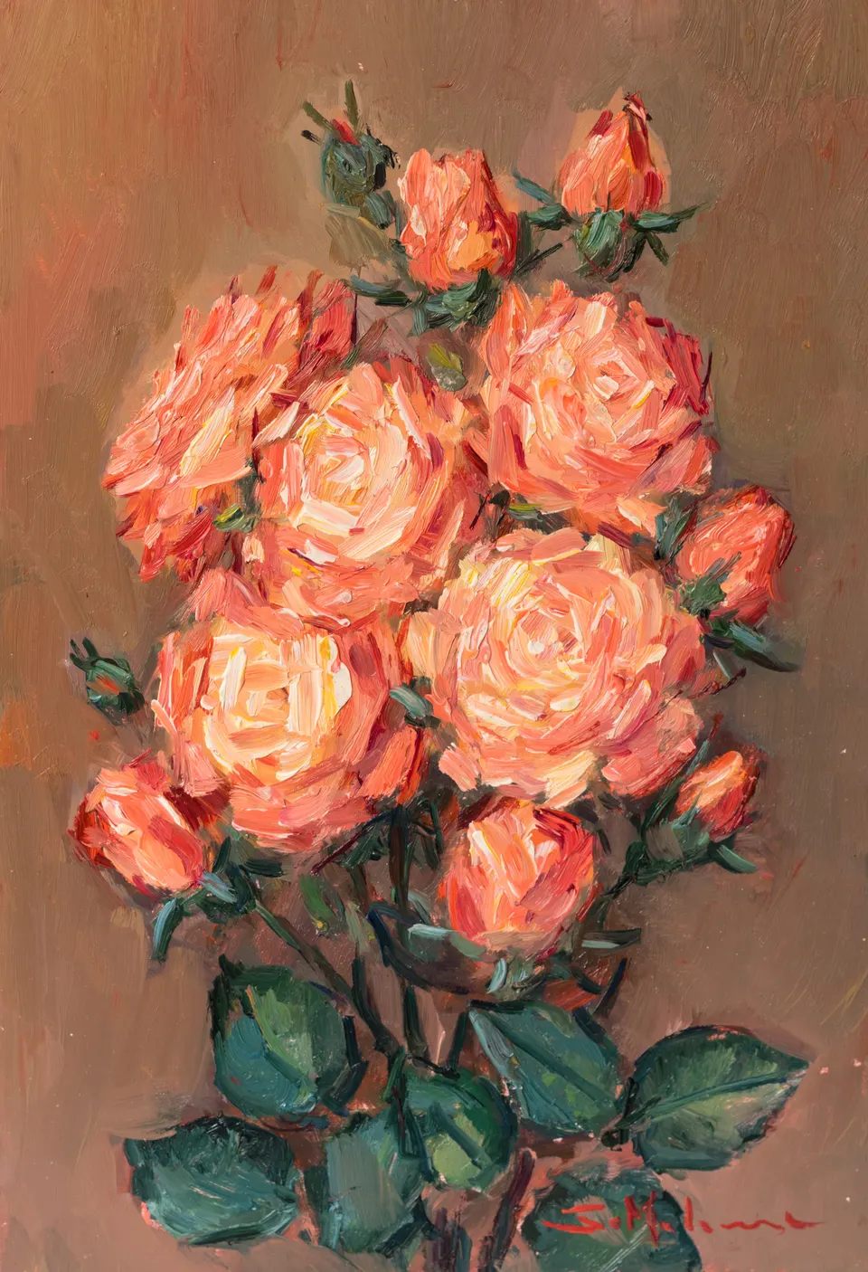 Salmon roses