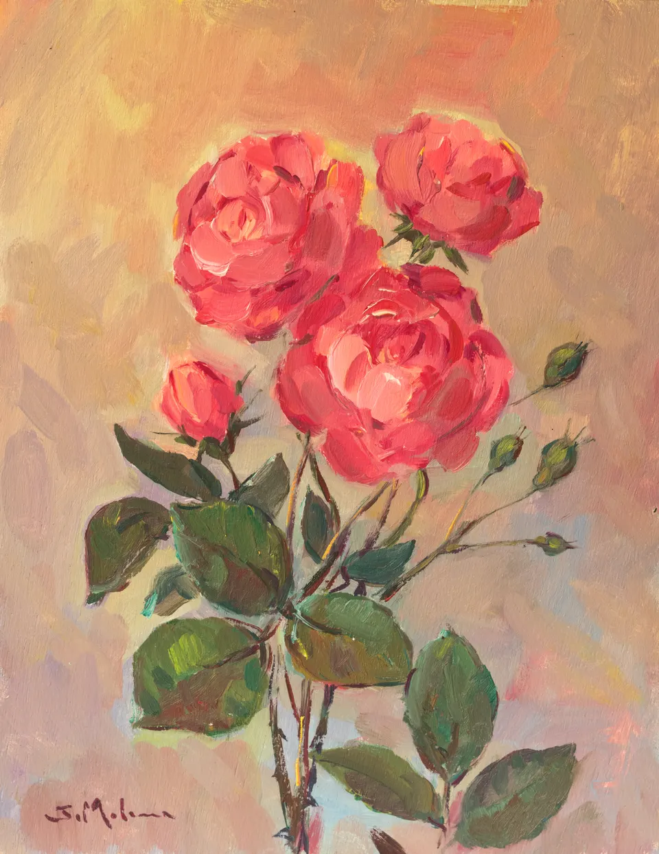Red roses with buds