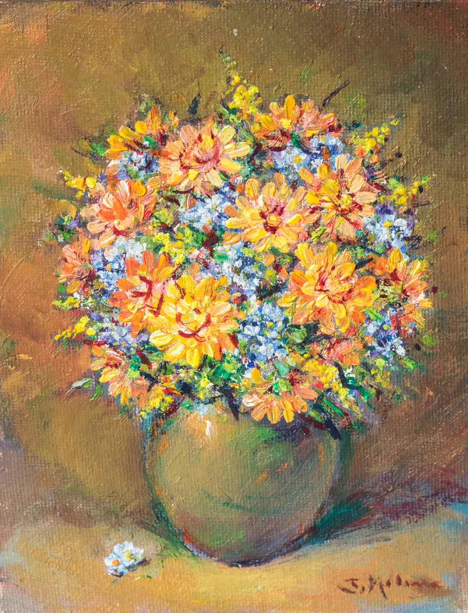 Orange and blue bouquet