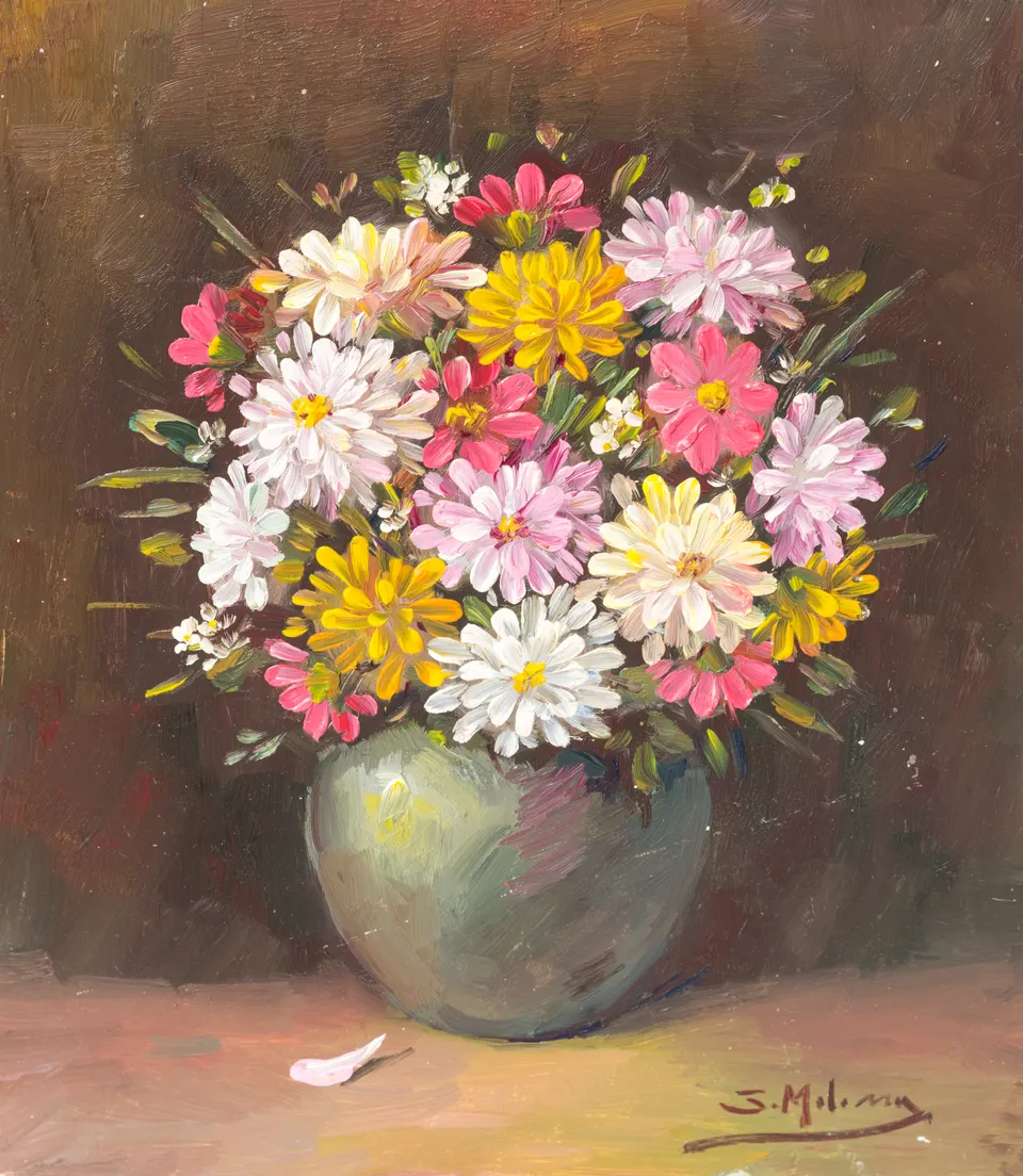 Bouquet in a grey vase