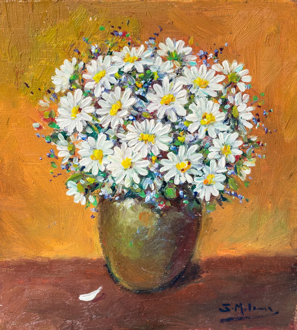 Daisies on an orange ground