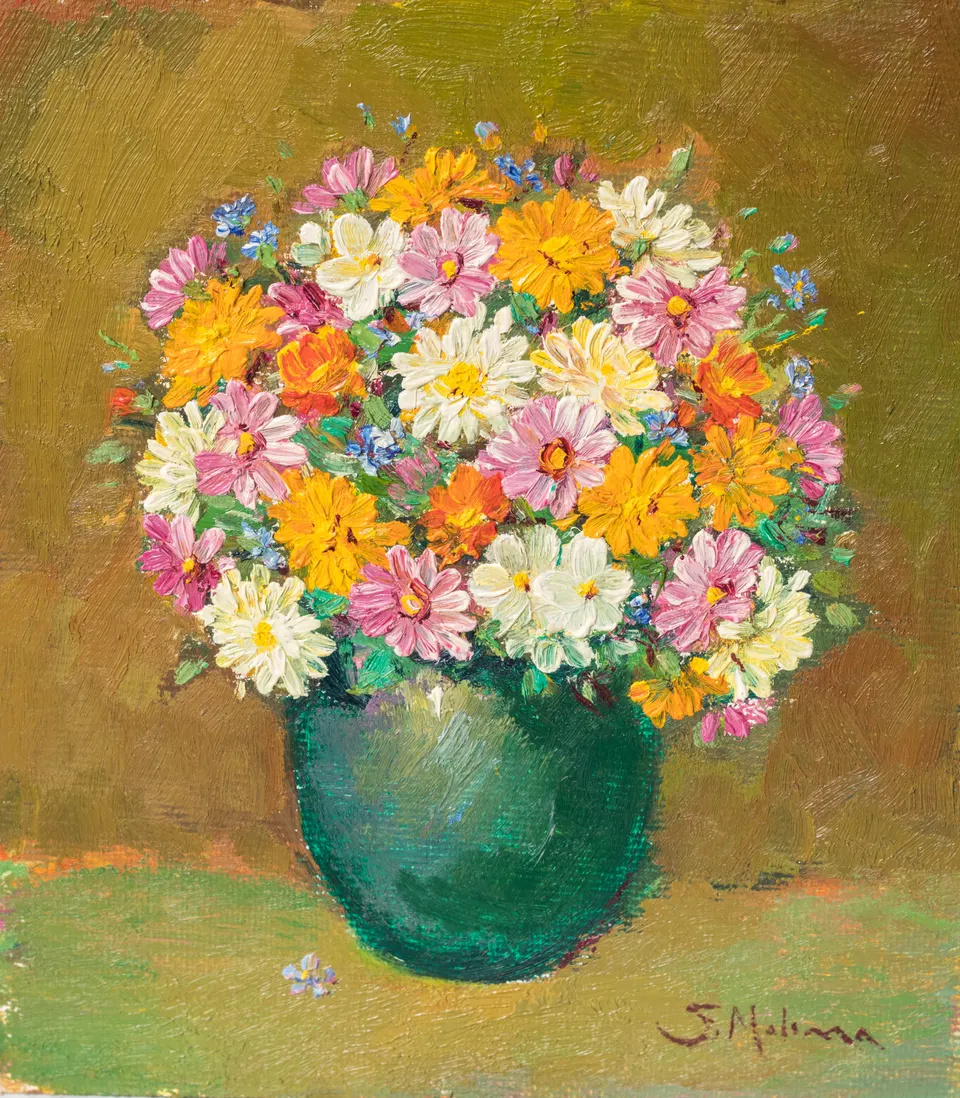 Bouquet on a green table