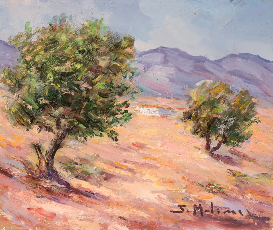 Two trees on the rise