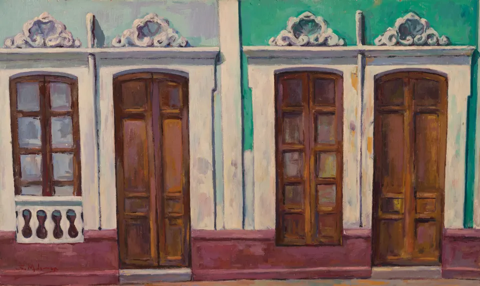 Facade with wooden doors